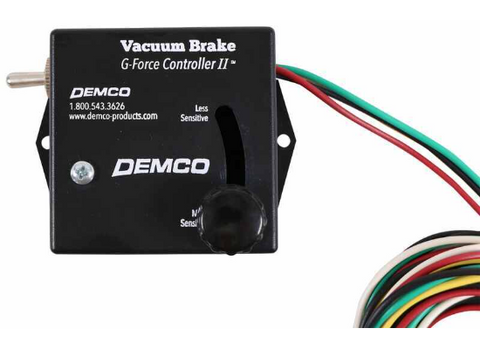 Black Demco Vacuum Brake G-Force Controller with Colored Wires - Close-up | United RV Parts