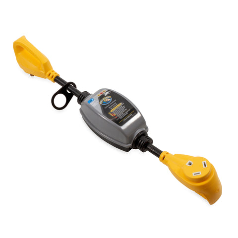 Yellow Camco PowerGrip Circuit Analyzer 30 Amp - Diagonal View | United RV Parts
