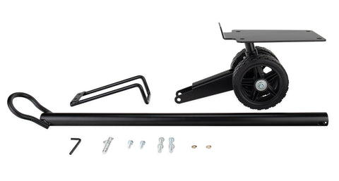 Black Steel Camco Steerable Wheel Kit Components - Flat Lay with Hardware | United RV Parts
