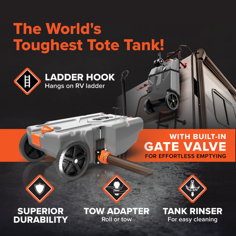 Camco Rhino Portable Waste Tank Features with RV - Lifestyle View | United RV Parts