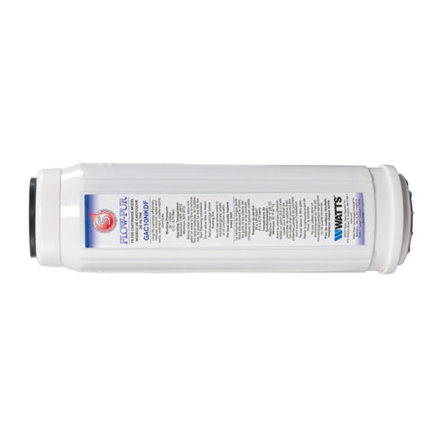 White Watts Flow-Pur GAC10NKDF RV Water Filter Cartridge - Horizontal Label Detail | United RV Parts