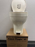 Parchment Thetford RV Toilet 31836 - Front View with Operating Instructions on Lid | United RV Parts