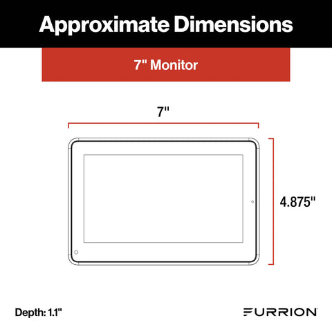 Furrion Vision S+ Monitor Dimensions Diagram - 7 Inch Display Specifications | United RV Parts
