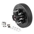 Black Cast Iron Brake Hub - Front Angle with Lug Studs and Hardware Kit | United RV Parts