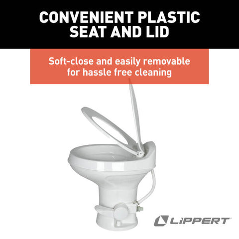 Lippert Flow Max RV Toilet Plastic Seat and Lid Features | United RV Parts