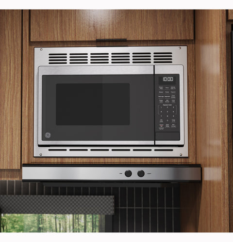GE Stainless RV Microwave GCBK09N1WSS Built-In RV Cabinet Installation with Trim Kit - Front | United RV Parts