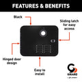 Black Girard Water Heater Door Features Benefits Diagram | United RV Parts