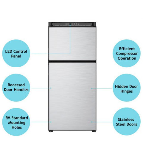 Norcold N8DCSSR 12V Refrigerator Features Diagram - Front View | United RV Parts