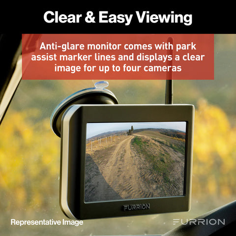 Furrion 4.3 Inch LCD Monitor Displaying Road View with Park Assist Lines | United RV Parts