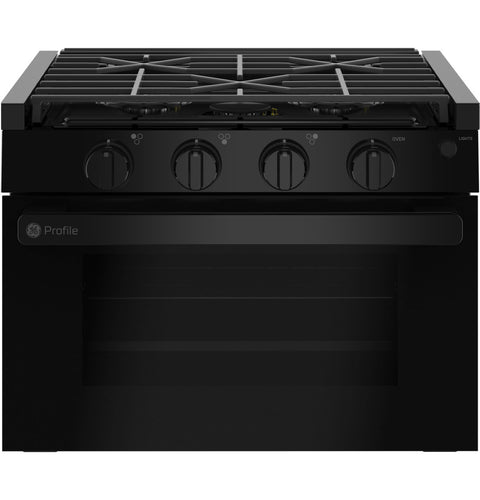 Black GE Profile PLD617DWBB 17-Inch Drop-In LP Gas RV Range - Front View | United RV Parts