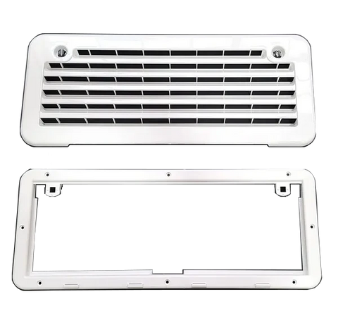 White Norcold Refrigerator Vent Cover & Frame - Front & Back Views | United RV Parts