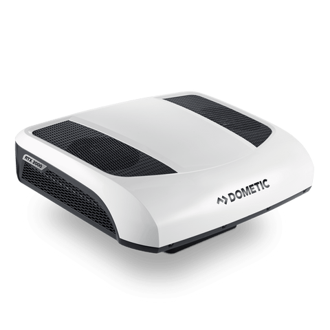 White Dometic RTX2000 CoolAir 12V Air Conditioner - 3/4 Angle View | United RV Parts