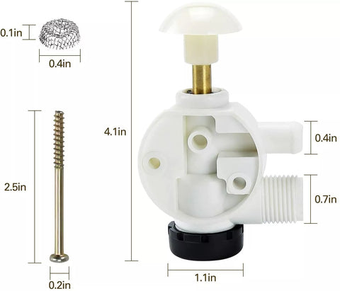 Dometic Toilet Valve 385314349 - Dimensional Specifications Diagram | United RV Parts
