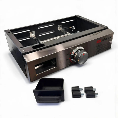Suburban Invision 4032A 18" Griddle Base with Drip Tray and Mounting Hardware - Angled View | United RV Parts