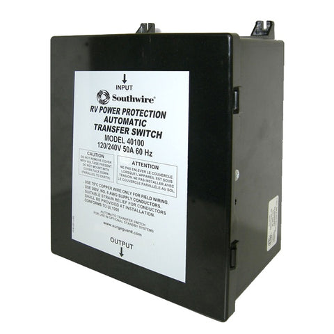 Black Southwire 40100-001 50 Amp Automatic Transfer Switch - Front View | United RV Parts