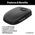 Black Furrion Chill HE Low-Profile RV AC Features - R32 Refrigerant, Angled View | United RV Parts