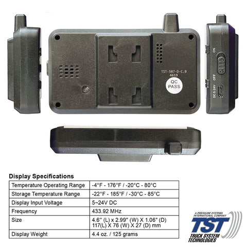Black TST Display Monitor - Back View Specifications Detail | United RV Parts