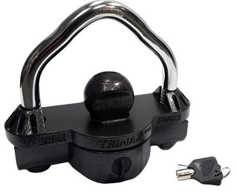 Black Trimax UMAX50 Coupler Lock Unlocked with Keys - Detail View | United RV Parts