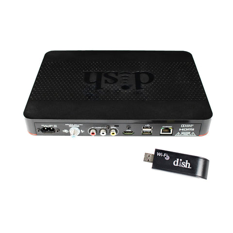 Black DISH Wally Receiver with Wi-Fi Adapter - Back Port View | United RV Parts