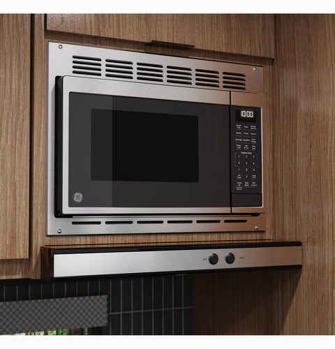 GE Appliances RV Microwave GCBK09N1WSS Built-In Stainless Cabinet Install - Angled Side View | United RV Parts
