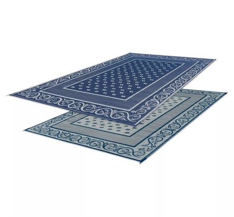 Faulkner | Reversible Vineyard RV Patio Mat | Blue | 48704 | 8' x 20'