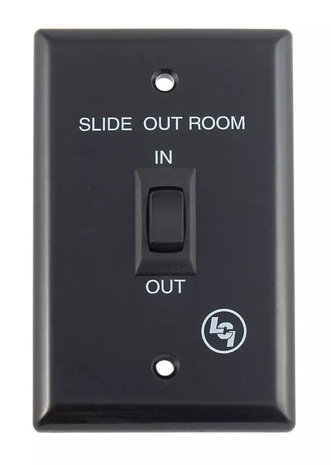 Black Lippert 225487 RV Slide Out Room In/Out Switch - Front View | United RV Parts