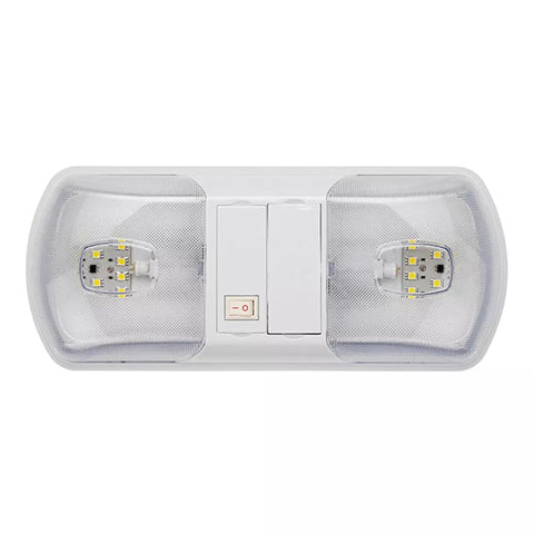 White ABS Plastic AP Products LED Dual Dome Light - Top View | United RV Parts