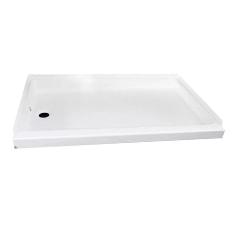 White Specialty Recreation Shower Pan SP2436WL Left Hand Drain 24x36 - Angled View | United RV Parts