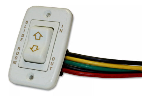 White Lippert Slide Out Switch Assembly 117461 with Wired Harness - Angled View | United RV Parts