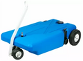 Blue Barker 32 Gallon Portable Waste Tank with Pneumatic Wheels - Side Angle | United RV Parts