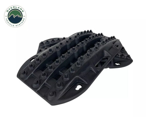 Black Polymer Traction Mat Pair - Angled View, 10K lb Recovery Boards for Snow Mud Sand | United RV Parts