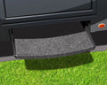 Castle Gray Polypropylene RV Entry Step Rug Installed on Slide-Out Step - Side View | United RV Parts