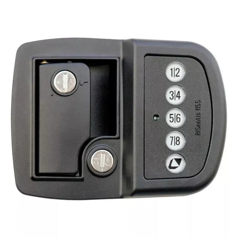 Black Lippert Bluetooth Keyless RV Door Lock - Close-Up View | United RV Parts