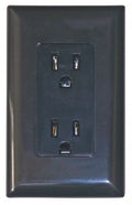 Black Valterra 15 Amp Dual Outlet Receptacle with Weather Cover - Front View | United RV Parts