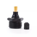 Black Plastic RV Blow Out Plug with Brass Valve - Side View | United RV Parts