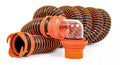 Orange RhinoEXTREME Sewer Hose - Coiled with Clear Elbow Detail | United RV Parts