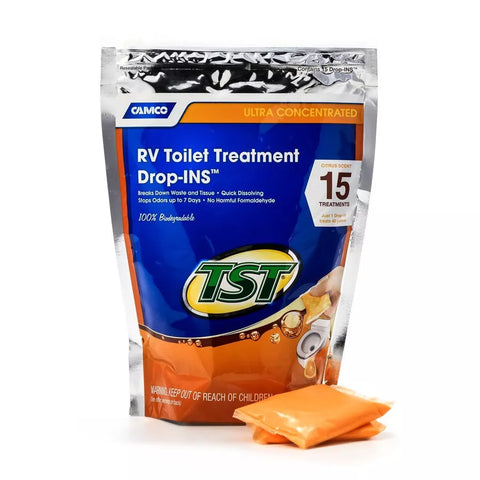 Camco TST Drop-Ins 41189 Orange 15 Pack - Package Front with Pods | United RV Parts