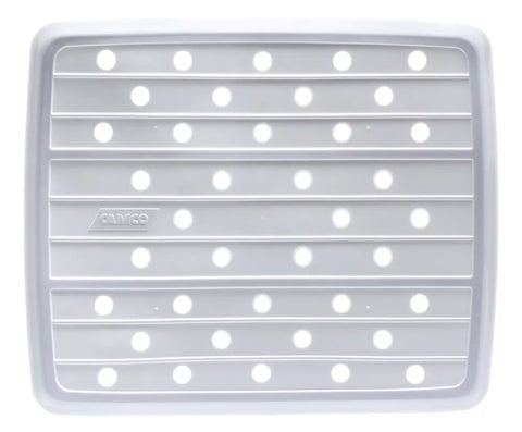 White Camco RV Sink Mat 43720 - Top View with Drainage Holes | United RV Parts