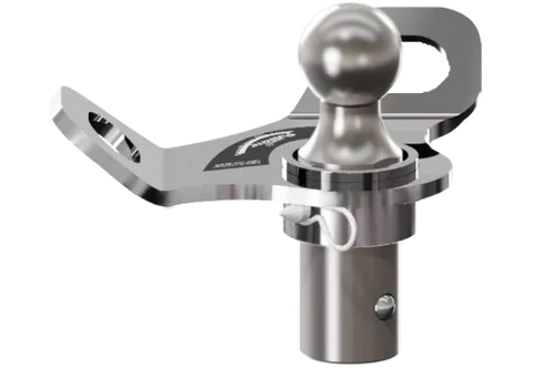 Silver Steel PullRite OE Series Gooseneck Ball with Plate 4437 - Angled View | United RV Parts