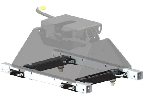 PullRite 4452 Rail Adapter with Fifth Wheel Hitch - Angled View | United RV Parts