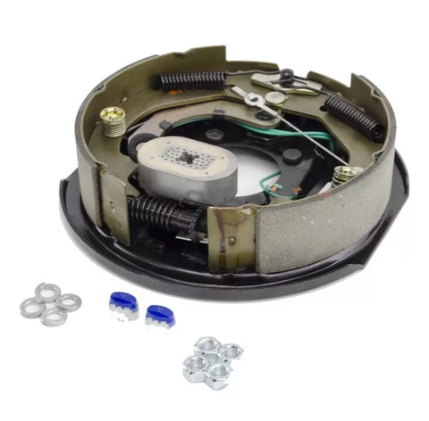 Lippert 12" Electric Brake Assembly 296652 - Angled View with Hardware | United RV Parts