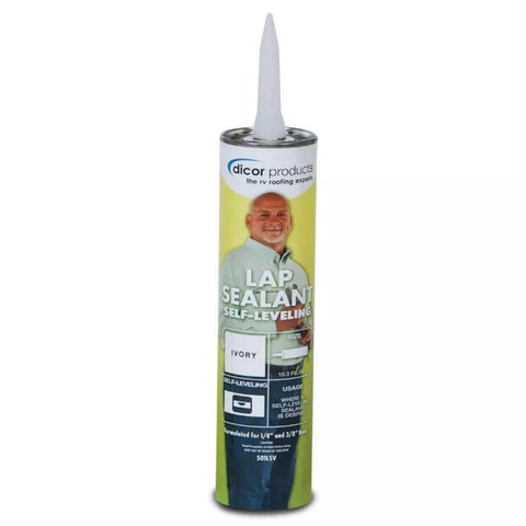 Ivory Dicor Self Leveling RV Lap Sealant Tube - Front View | United RV Parts