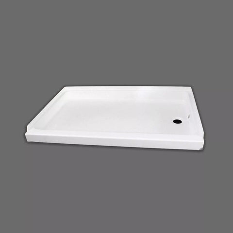 White Specialty Recreation Shower Pan Right Hand Drain SP2440WR 24x40 - Angled View | United RV Parts
