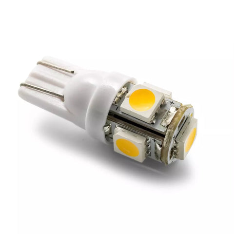 White T10 Wedge LED Replacement Bulb 54621 with 5 SMD Chips - Angled View | United RV Parts