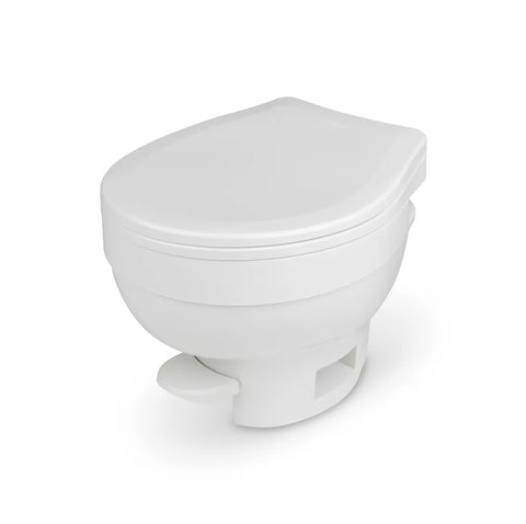 White Thetford Aqua-Magic VI Low Profile RV Toilet 31833 - Side View | United RV Parts
