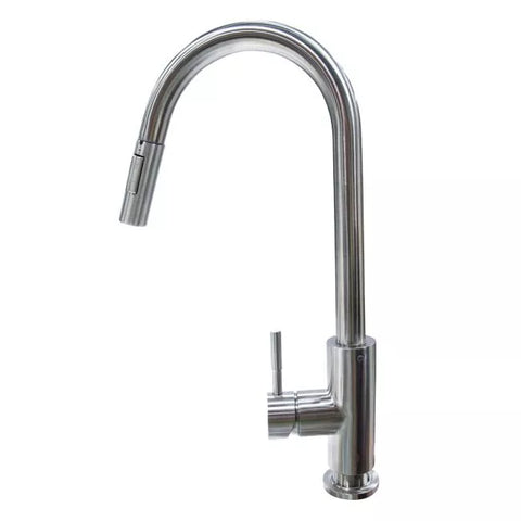 Stainless Steel Lippert Pull-Down Single Hole Bullet Faucet 719333 - Side View | United RV Parts