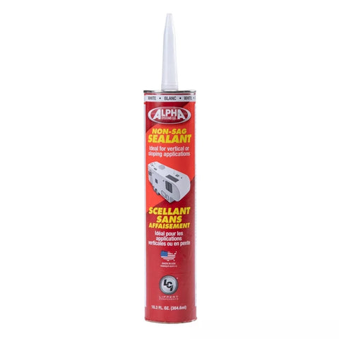 White Alpha Systems 1010 Non-Sag Lap Sealant Tube - Front View | United RV Parts