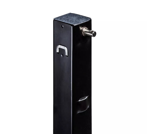 Black Steel RV Landing Gear Follow Leg 33.5" - Side View with Pin Hardware | United RV Parts