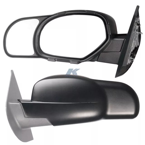 Black K-Source 80900 Snap-On Towing Mirror - Front and Side View | United RV Parts