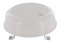 White Plastic RV Plumbing Vent Cap with Metal Clips - Top Angle View | United RV Parts